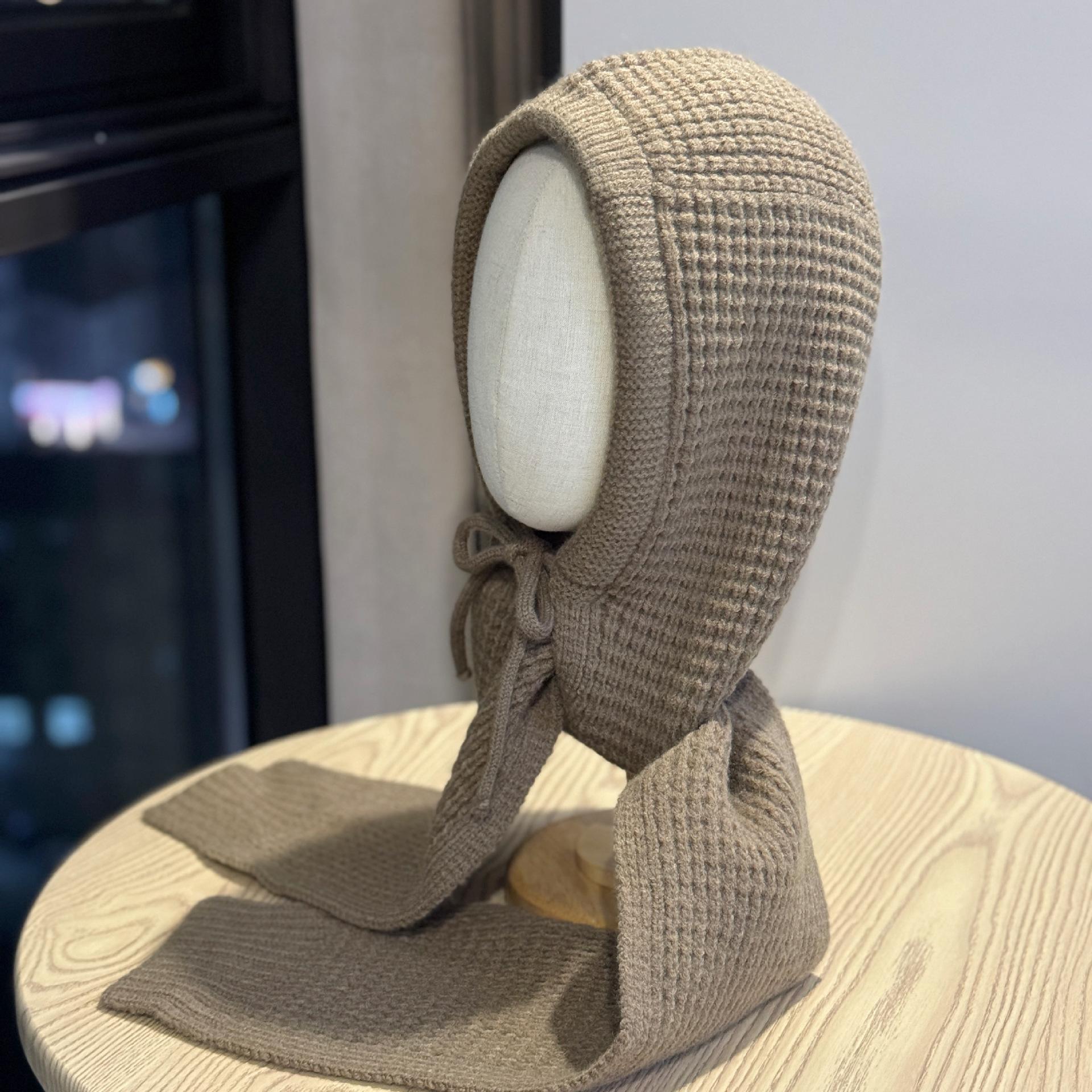 

Новая осенне-зимняя балаклава Женская модная теплая шапка-шарф цельная шерстяная вязаная шапка защита ушей шапка-ушанка one size