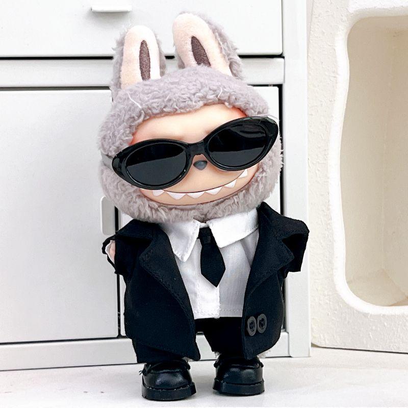 Labubu Black Suit Sunglasses Leather Shoes Clothes Set Doll Doll Clothes Doll Clothing
