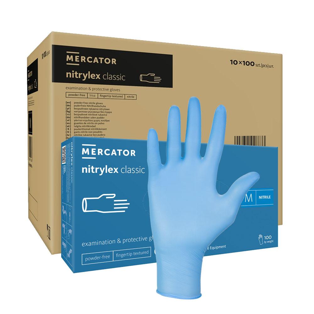 Nitrile Gloves Blue Mercator Nitrylex Classic 100 Pieces Carton 10 Pack