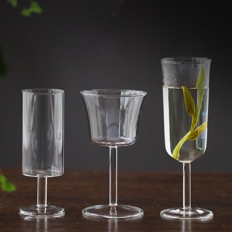 Small Capacity 110ml 130ml Goblet Design Heat-resistant Glass Green Tea Cup Wine Cocktail Glass Champagne Flute Cup Drinkware