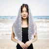 Embroidered Lace Triangle Scarf Prayer Veil Church Hijab Towel Women Veil Solid Floral Triangle Scarf Headband Hijabs