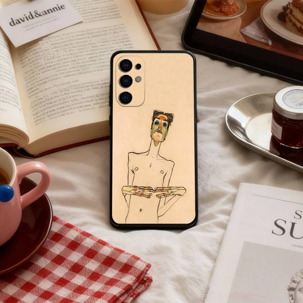 painter E-Egon S-Schiele Phone Case For Samsung S 25,24,23,22,30,21,10,9,Ultra,Plus,Lite,FE,4,5 G Soft Black Case