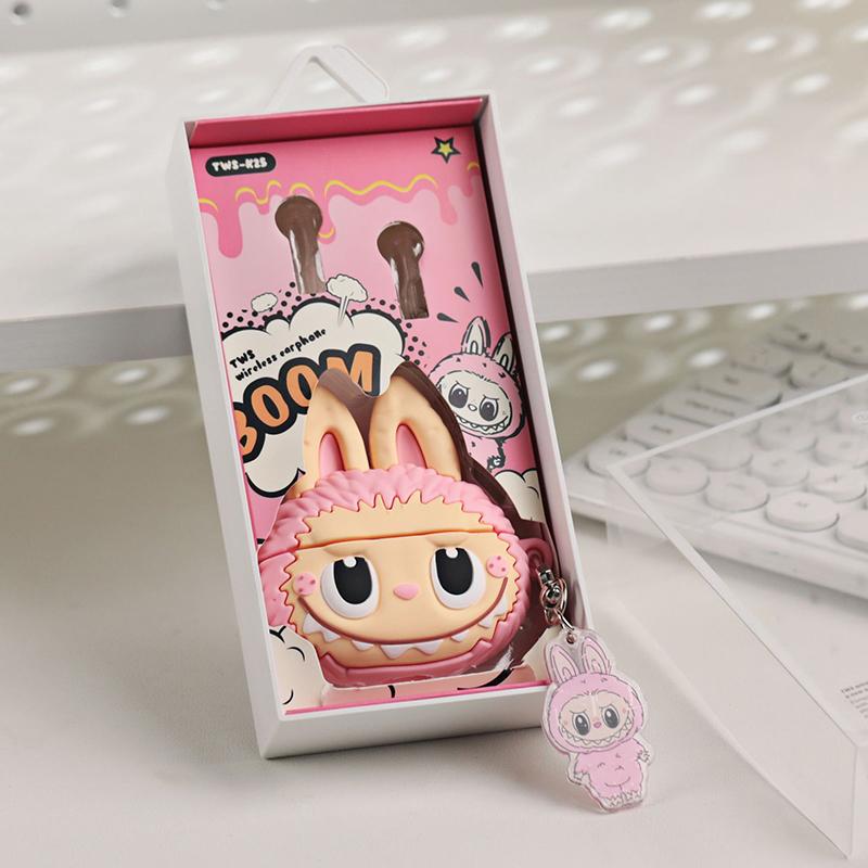 Cartoon Labubu Cute Wireless Earphone With Protective Case And Hanging Pendant Rope Bluetooth Earbuds Headphone Headset