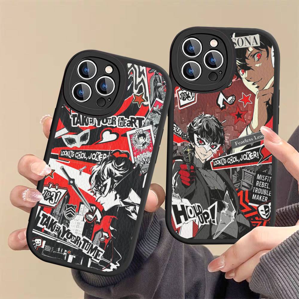 Persona 5 For iPhone 16 15 14 13 12 11 Pro Max Plus Shockproof Leather Soft Phone Cover