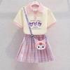 Kuromi Girls' Summer Cartoon JK Skirt Set - Short Sleeve Dress for Middle and Big Kids