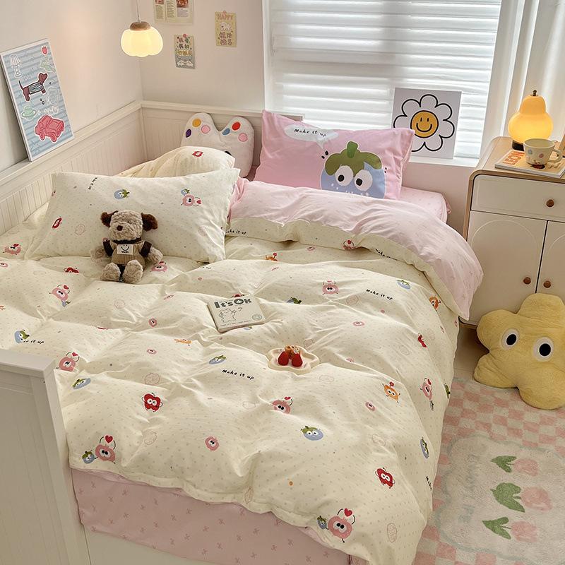 Printed Cotton Dormitory Three-piece Set, Bedding Quilt Cover, Bed Sheet Four-piece Set