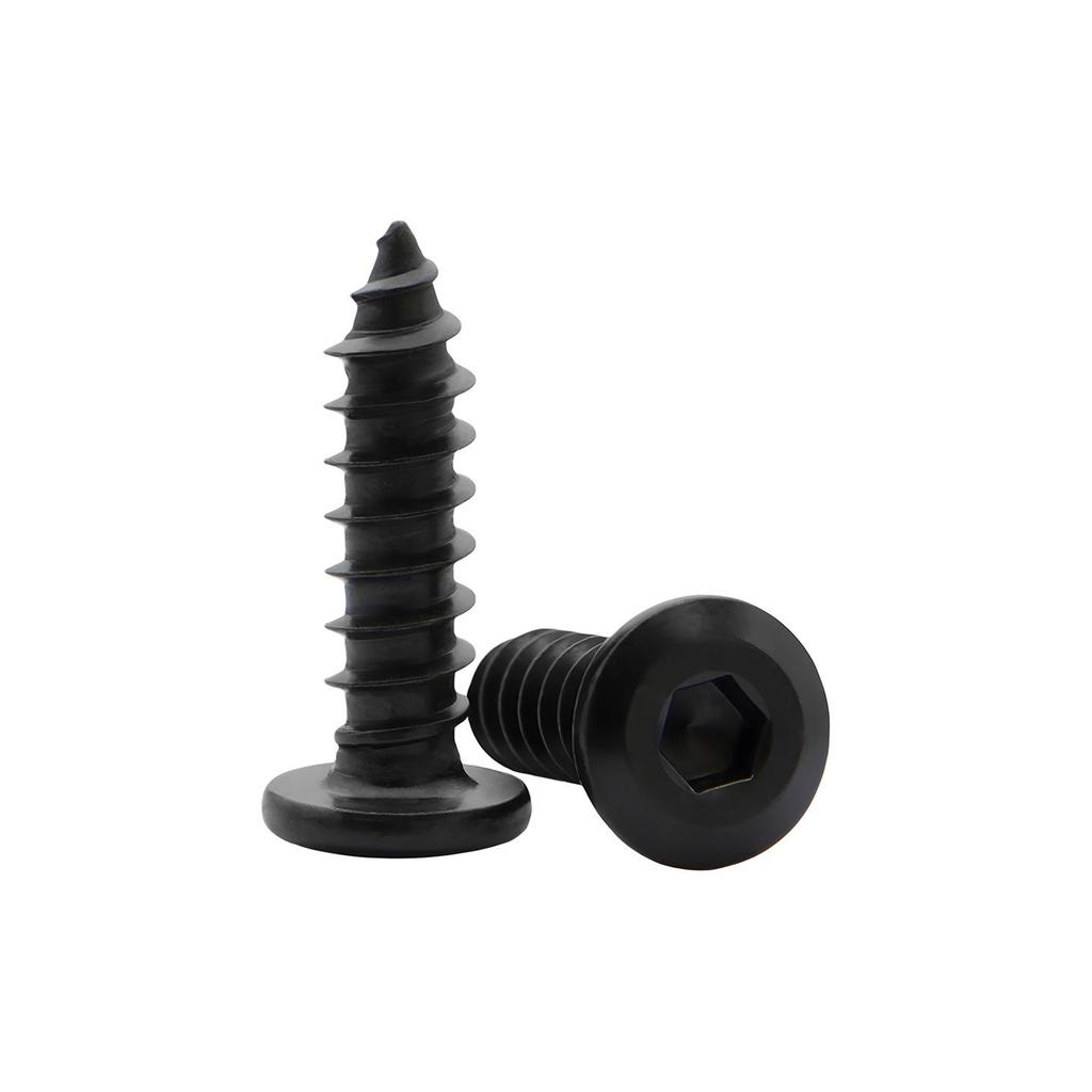 304 Stainless Steel Black Countersunk Hex Socket Self-Tapping Furniture Screw with Thin Flat Head