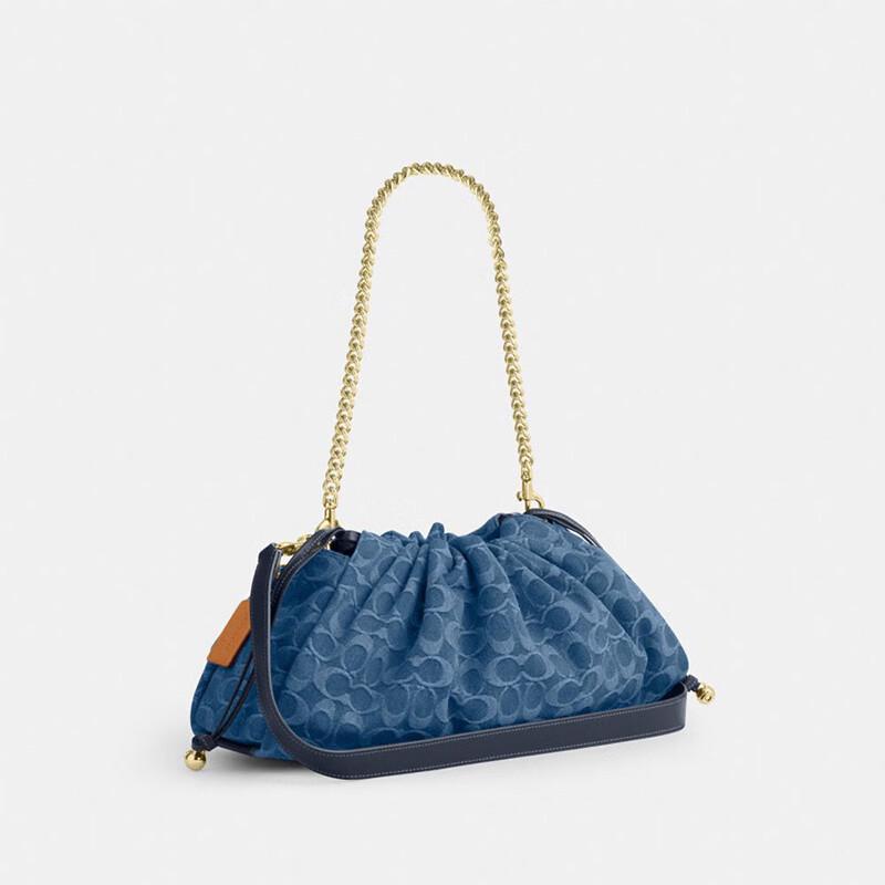 COACH Faye Iconic Denim Large Shoulder Crossbody Bag