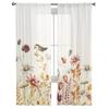 Høstplante Villblomst Tusenfryd Fugl Tyll Vindusgardin Skjær Kapper Gardiner For Stue Hjemmedekorasjon Draperingspanel