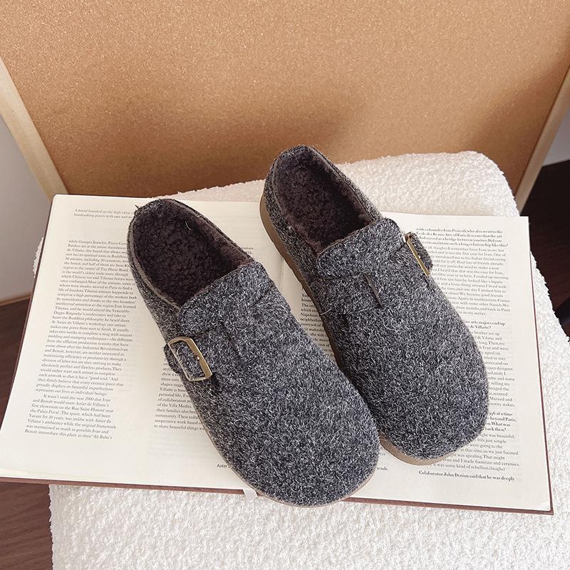 Foreign trade explosion Winter women's thick-soled fluffy slippers women's outer wear bag head cotton slippers fashionable and comfortable retro Bir