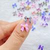 50Pcs Cute Mini Colorful Grid Bow Nail Art Resin Designer Charms DIY Craft For Nail 3D Decorations Jewelry