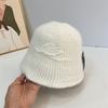 Autumn and winter wool patch fashion knitted bucket hat solid color warm simple bucket hat