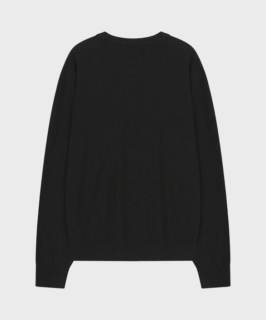 NOIRER Silky Round Neck Knit (Dark Gray)