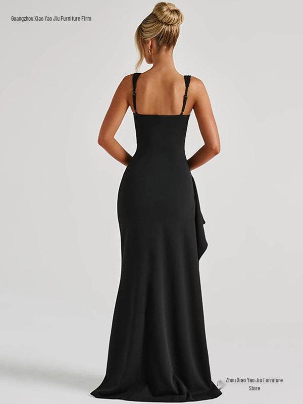 Women's Summer Fashion Spaghetti Strap Backless High Slit Dress