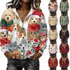 Women's Long Sleeve Christmas Print Pullover Hoodie with