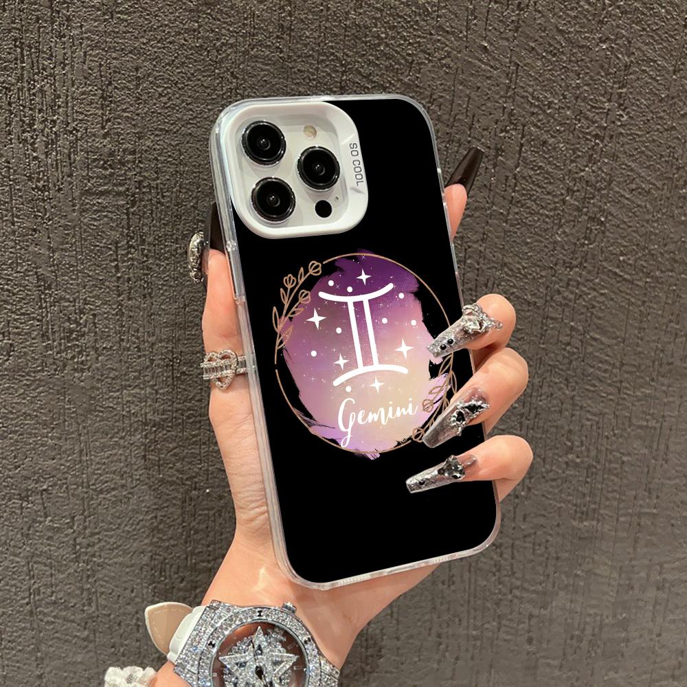 Zodiac Sign Gemini Mobile Phone Case for iPhone 17 16 15 14 13 12 11 X XR XS 8 7 Air Pro Max Plus White Translucent Cover
