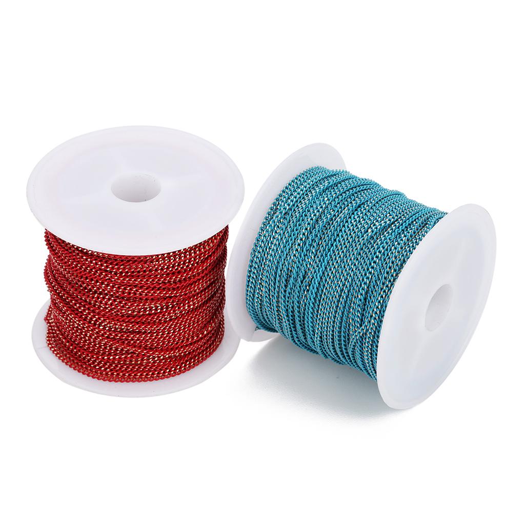 10Yards/Roll 1.5mm Copper Link Cable Chains Colorful Metal Extension Chain For DIY Jewelry Making Necklace Bracelet Components