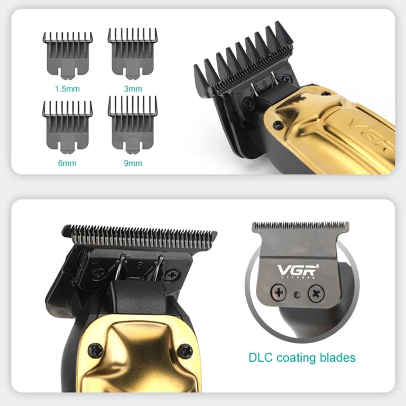 VGR V-904 Metal Texture Oily Hair Clipper Hair Salon Men's Electric Hair Clipper Digital Display Carving Push High Power Upgrade Battery Life Razor