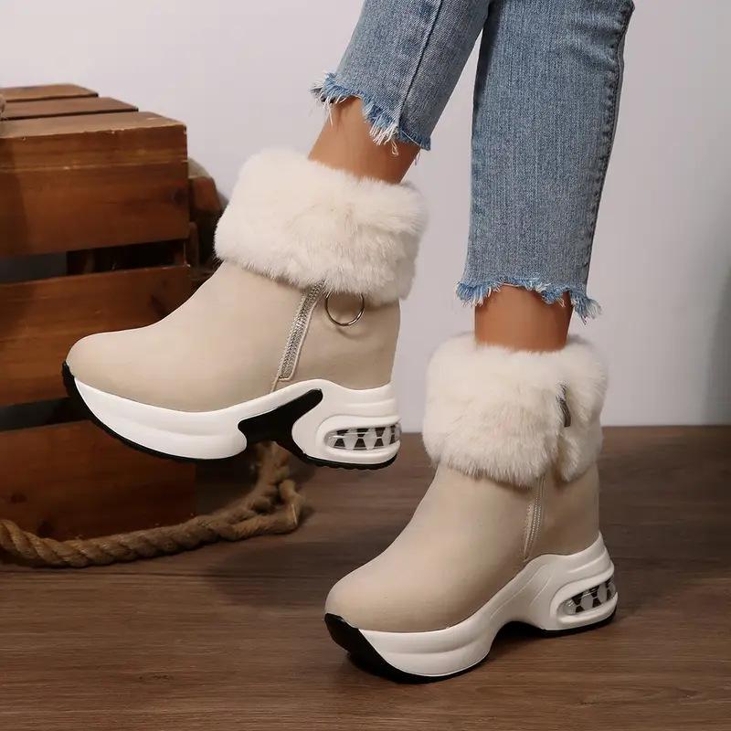 Women's Lightweight Comfortable Cold Warm Padded Snow Boots Non-slip Wear-resistant Outdoor Casual Sneakers Cotton Boots