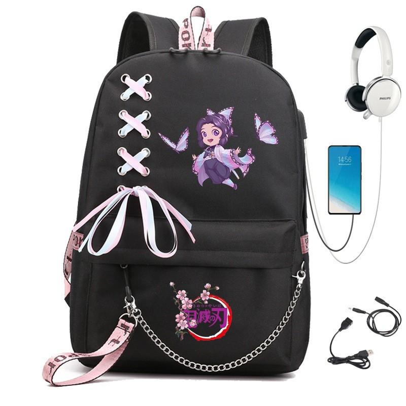 Anime Cosplay School Backpack With Chain Strap Teens - Lightweight Waterproof Canvas Rucksack High Students