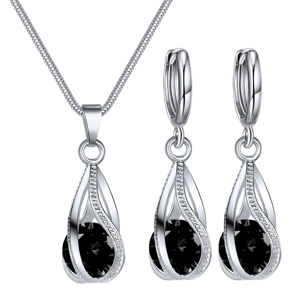Stylish Jewelry Set Teardrop Dangle Earrings Trendy Drop Earrings Elegant Pendant Necklace Alloy Material for Daily Wear