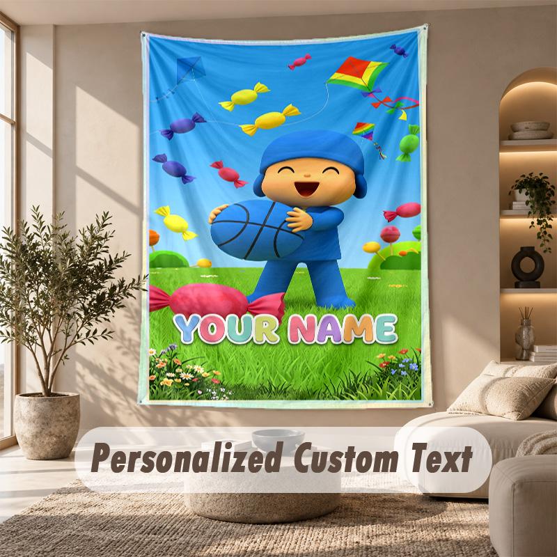 Pocoyó Tapestry, Personalized Custom Text, Wall Hanging Tapestry For Living Room Home Wall Decor