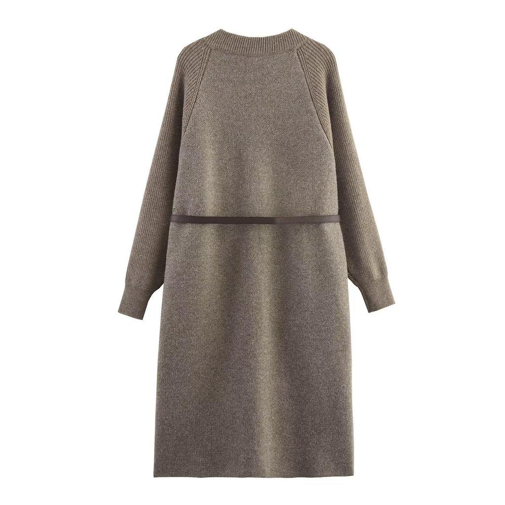 2025 Autumn Women's Stylish European & American Knit Coat with Belt
