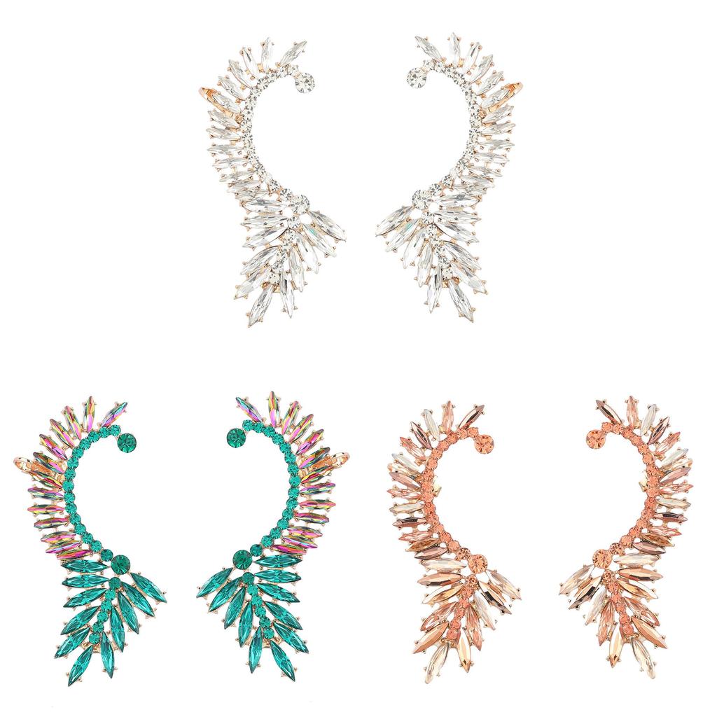 Geometric Alloy Earrings With Rhinestone Accents For Women Spring