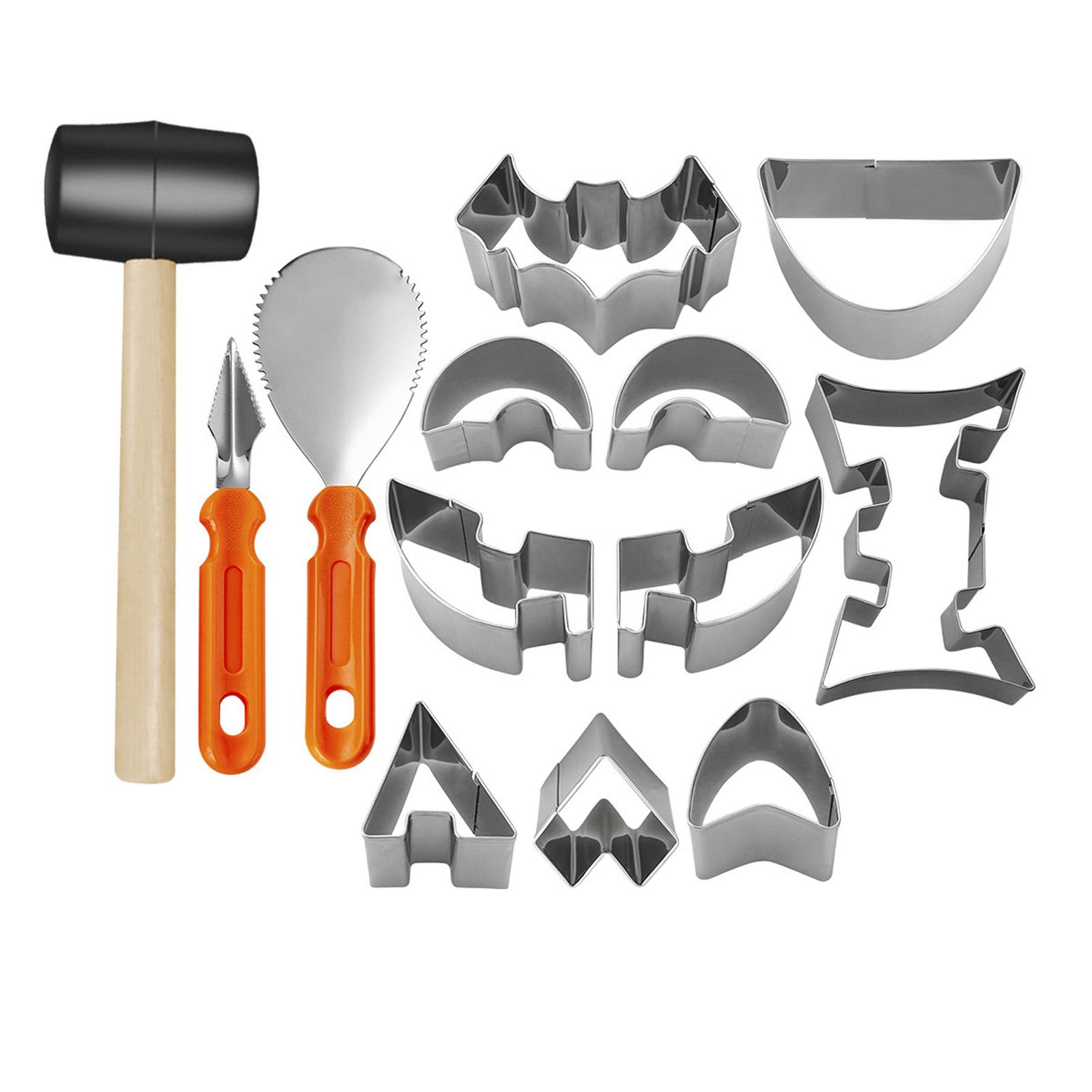 Pumpkin Carving Tool Set Stainless Steel Cutters with Rubber Mallet and Carving Knives for Halloween Pumpkin Decoration Carving Kit One Size