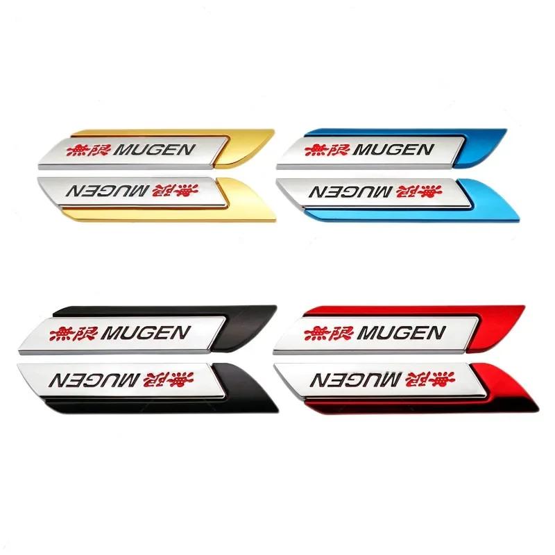 1Pairs 3D Metal MUGEN Logo Side Fender Blade Car Emblem Badge Sticker Decals For Honda Civic Odyssey Accord CR-V FIT City ajb256