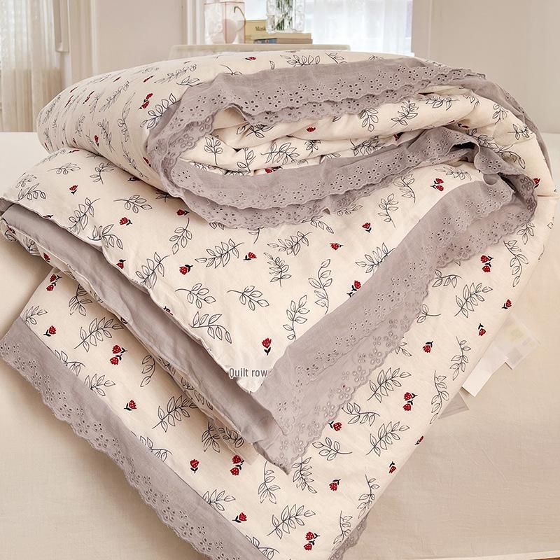 

Одеяло из чистого хлопка с кружевом в корейском стиле - Теплое, толстое и пушистое для всех сезонов 150*200 Air Conditioner Quilt [2 Jin]