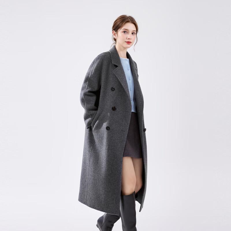 Qiusbiyiren Women's Elegant Double-Sided Wool Coat