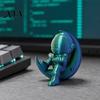 Office Desk Astronaut Figurine 3D Printed Moon Figurine, Sitting on Crescent Spaceman Ornament Statue, Desktop Decoration for Home Bookshelf Mini