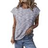 Camiseta de Moda para Mujer Primavera y Verano Moda Casual Blusa Cuello Redondo Color Sólido Suelta Camisa de Manga Corta