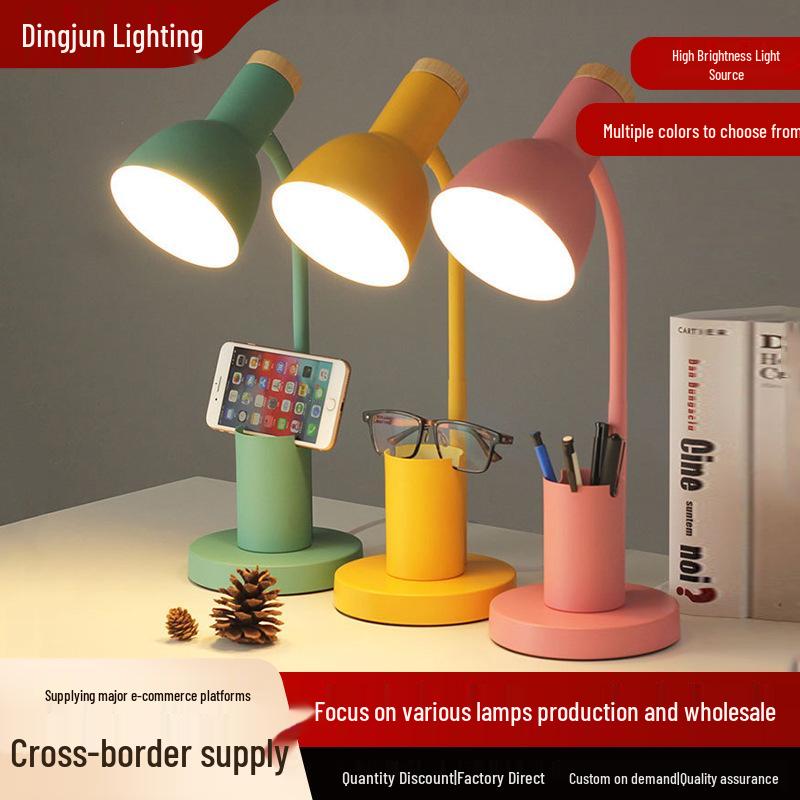 LED-Schreibtischlampe im nordischen Stil mit Stifthalter - Augenfreundliches Studienlicht für Schüler