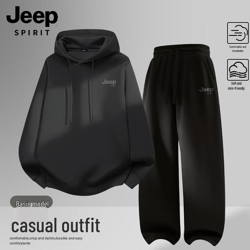 JEEP SPIRIT Men s Hooded Sweatshirt & Casual Pants Set M