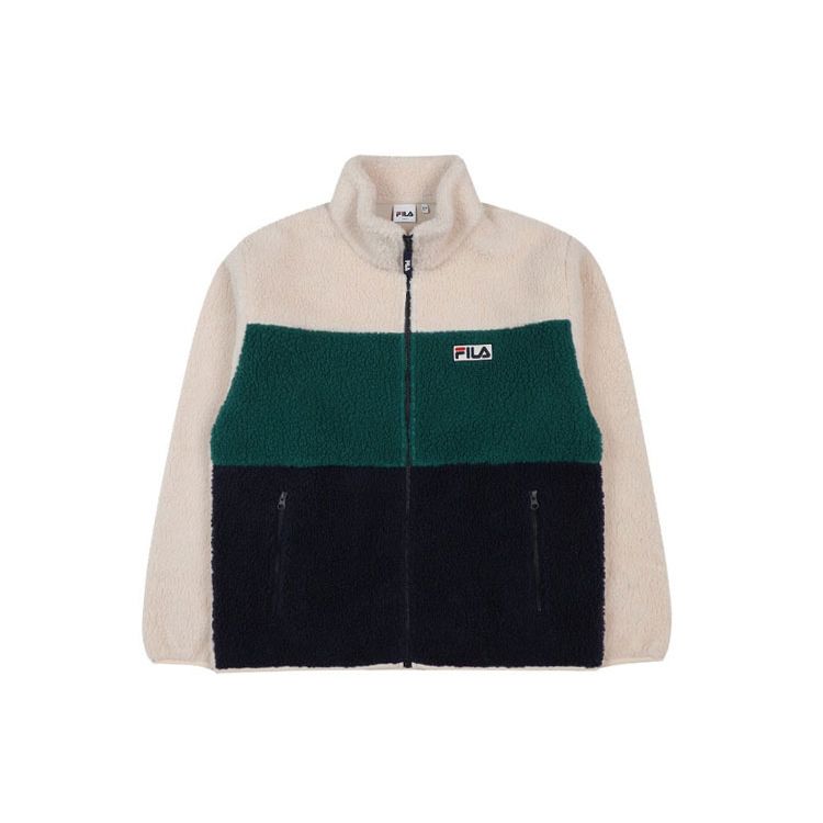Fila Bunda pánská Color Block Teplý Fleece Stojáček Zelená FS2PLC4103X-FGR