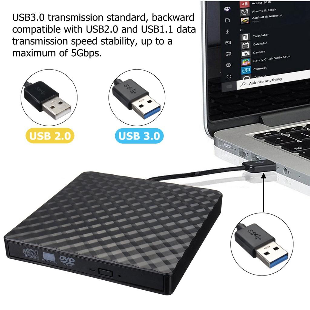 USB3.0 Portable External DVD RW CD Writer Slim Optical Drive Burner Reader Player Tray Type For PC Laptop