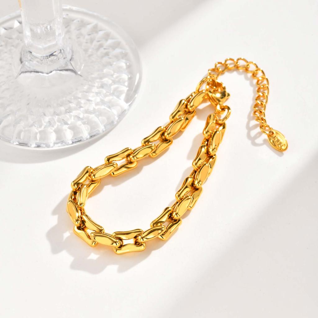 Minimalist Stainless Steel Chunky Chain Bracelet, Gold Color Stackable Thick Chain Bracelet, Waterproof Party Jewelry for Women
