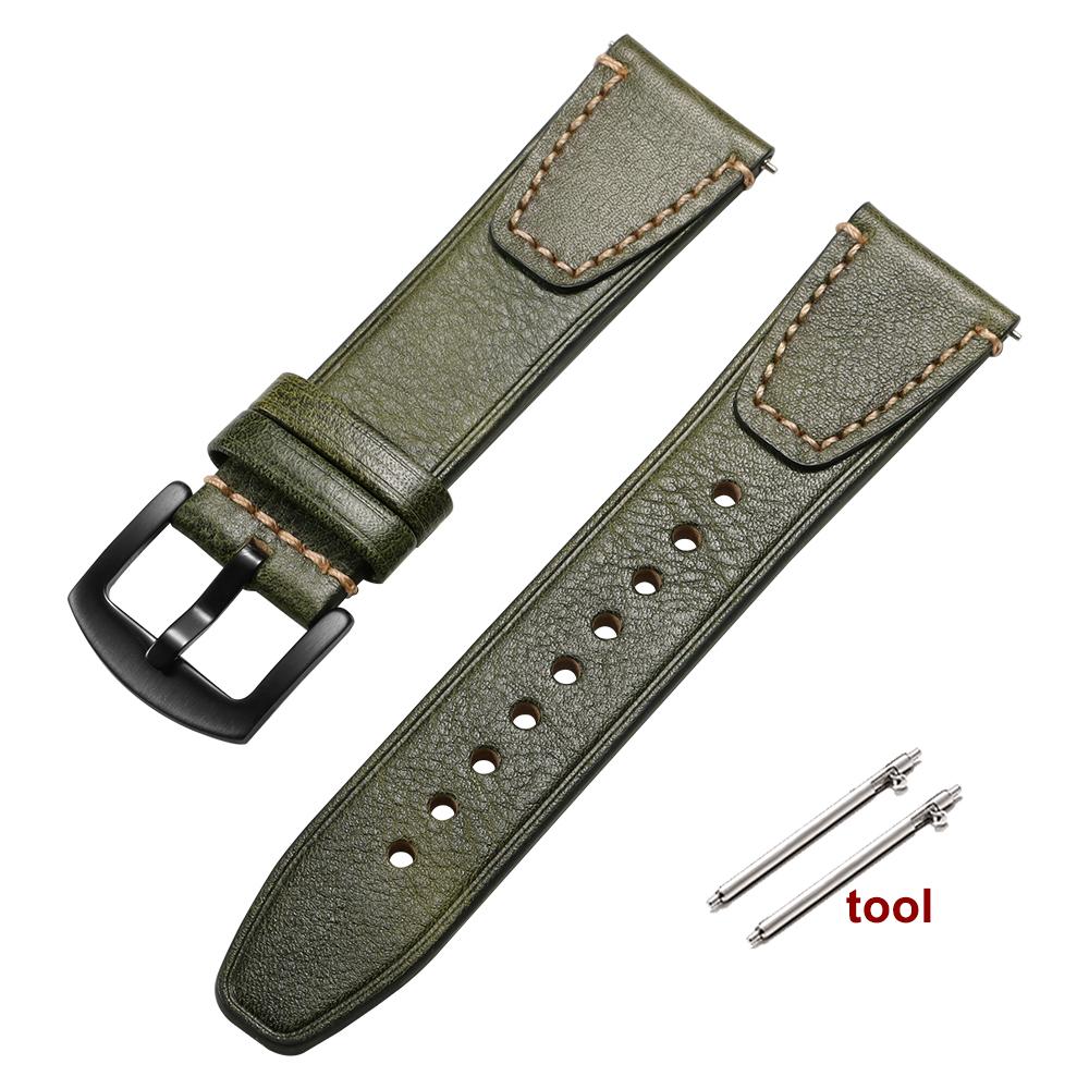 Vintage Brown Genuine Leather Watch Band Quick Release Retro Oil Wax Calfskin Strap for Seiko for Rolex 18mm 20mm 22mm Wristband