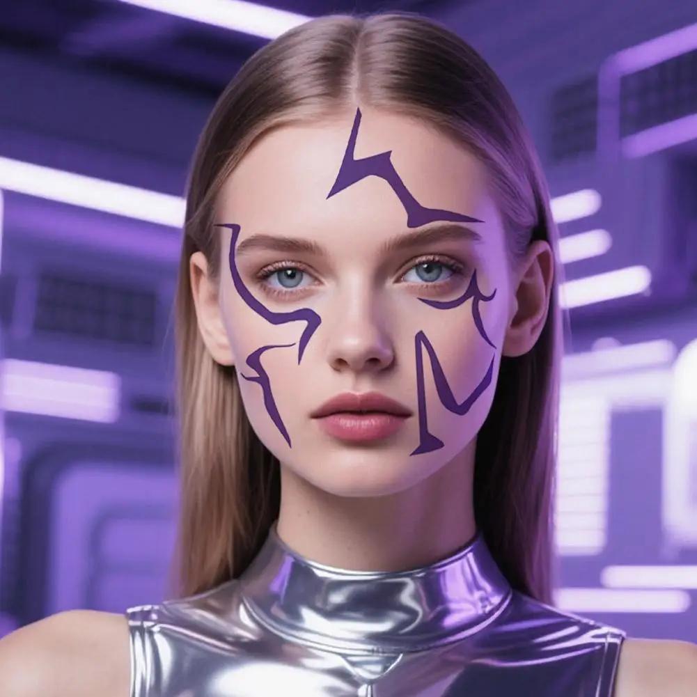 Temporäre Tattoos, auffälliges lila Blitz-Make-up für Cosplay-Rollenspiele, wasserfeste Gesichtskunst-Aufkleber
