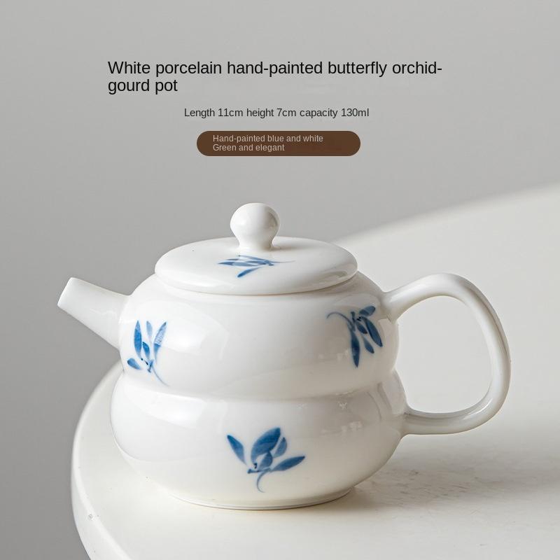 

Pure Hand Drawing Phalaenopsis Teapot Ceramic Exquisite Home Tea Maker with Strainer Teapot Tea Infuser Tea Kettle