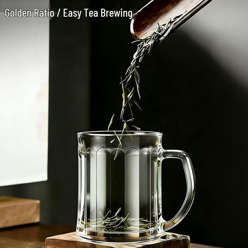 MENGTING Żaroodporny Szklany Kubek do Herbaty z Pokrywką i Uchwytem