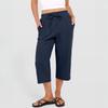 Women’s Cropped Wide Leg Pants with Elastic Waist Drawstring and Patch Pockets Casual Loose Fit Capris Trousers