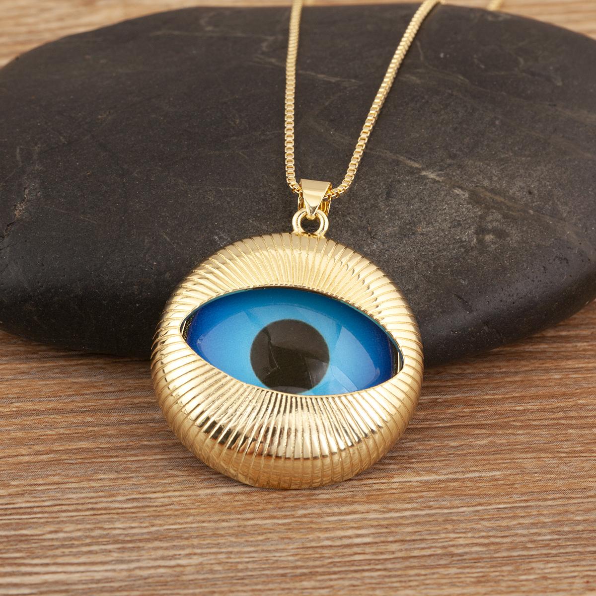 

Nidin Classic New Design 6 Sizes Choice Evil Eye Personality Charm Pendant Necklace For Women Men Vintage Daily Party Jewelry