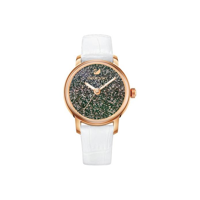 SWAROVSKI Montre  Collection Quartz Bracelet Cuir 38mm Cadran Argent&eacute; &Eacute;tanche 30M Montres Femmes 5344635 White Strap