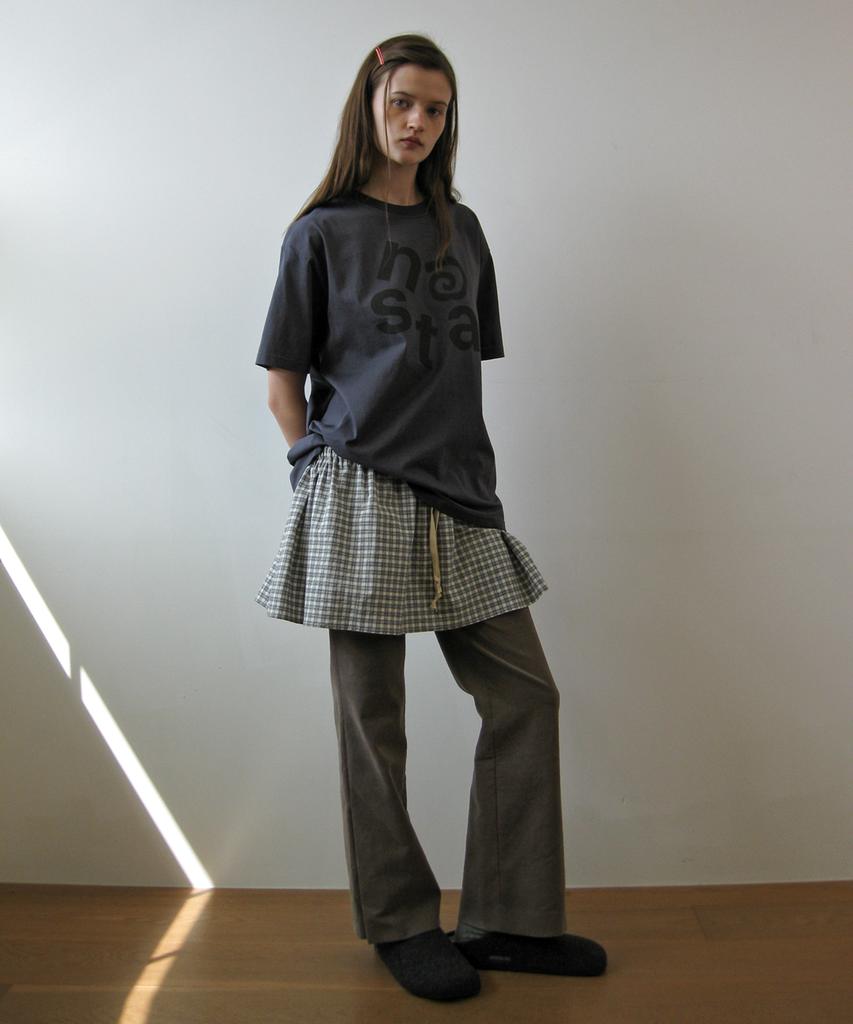 Natsu Check Layered Skirt, Black