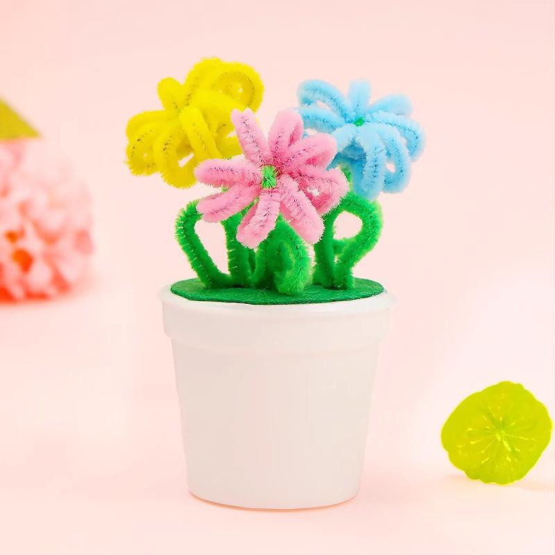 1 Set Kids Creativity Handicraft Diy Flower Pot Multicolour Chenille Stems Pipe Cleaners Handmade Children Toys