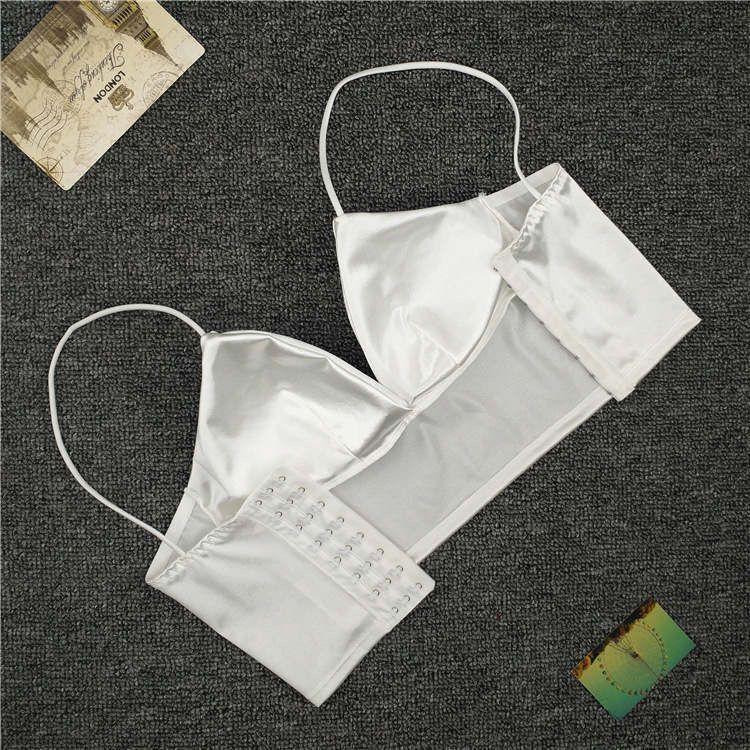 Women's Tube Top Silk Comfortable Crop Top Sexy Camisole Wireless Summer V-Neck Sleeveless Underwear