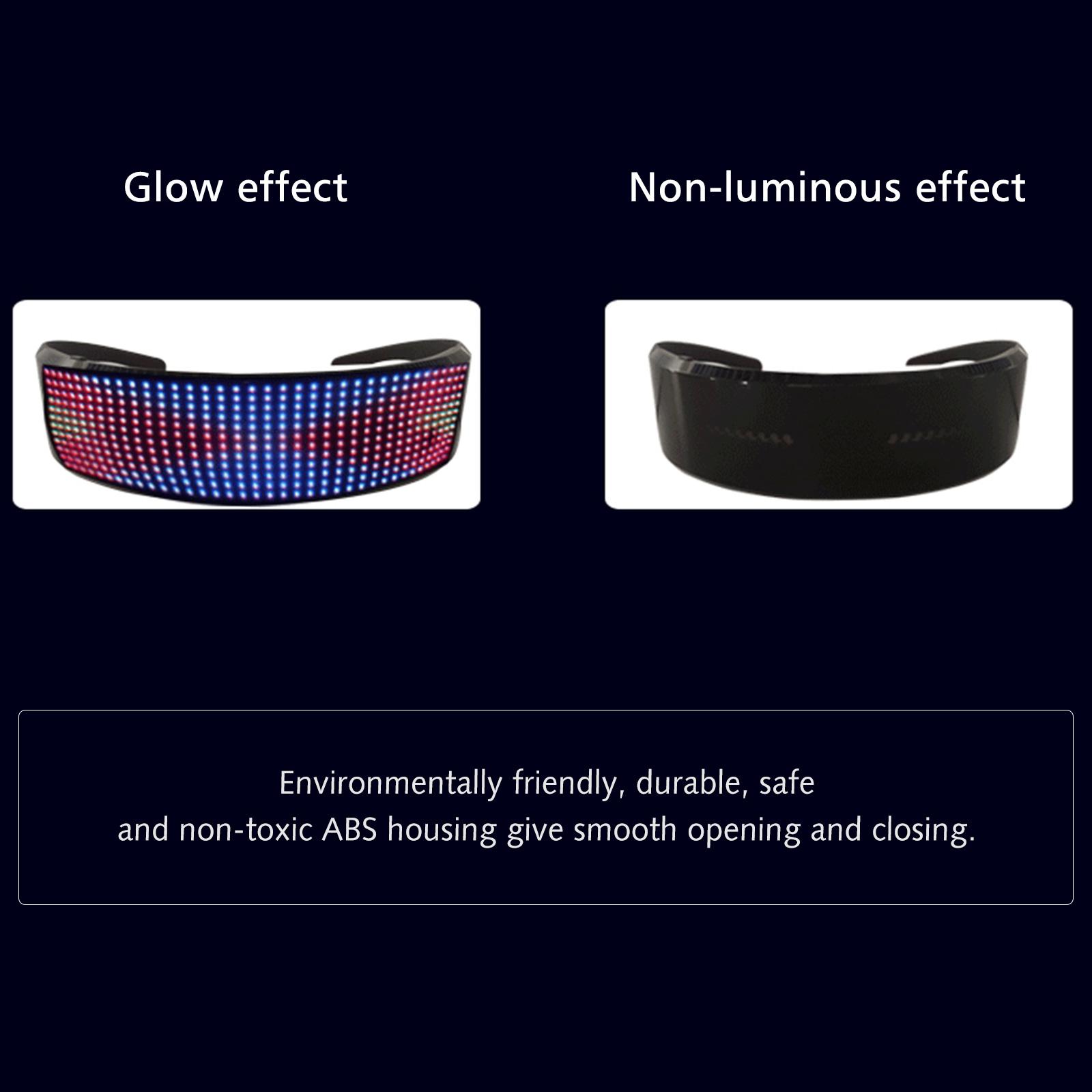 

Светодиодные очки Настраиваемые BT Светодиодные очки Цветные светящиеся очки DIY Сообщения 22 Анимации 20 Изображений Музыкальный режим чёрный